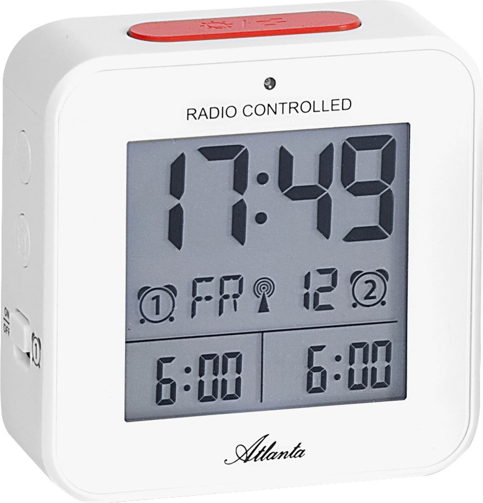Atlanta 1880/0 Wecker Funk Funkwecker digital weiß Licht Snooze Digitalwecker