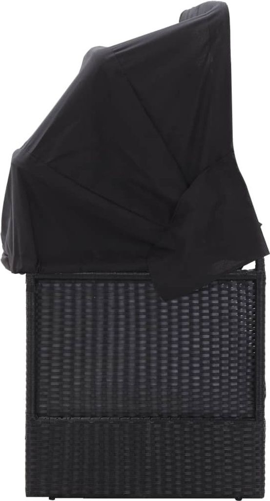 vidaXL Outdoor-Sofabett mit Dach Poly-Rattan Schwarz Produktbild 2