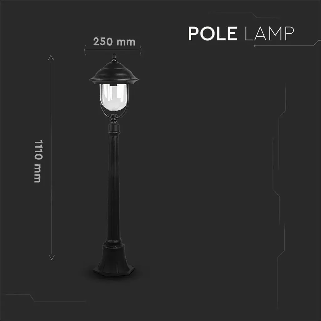 Potelet de Balisage pour Allée de Jardin Noir V-TAC 111cm Modèle VT-851 - 9