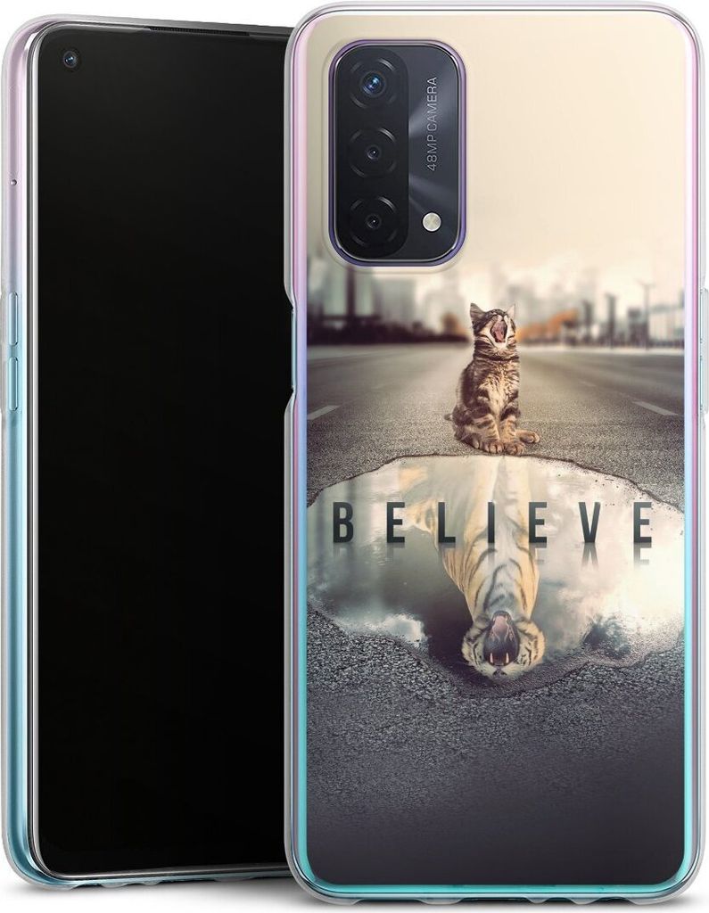 DeinDesign Handyhülle für Oppo A54 5G Silikon Hülle Case Smartphone Schutzhülle Motivation Tiere Tiger