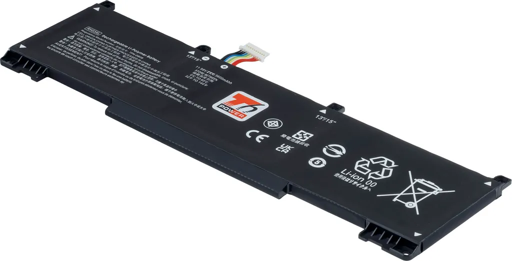 Batteria T6 Power per Hewlett Packard ProBook 430 G8, Li-Poly, 11,58 V, 3600 mAh (42 Wh), nero