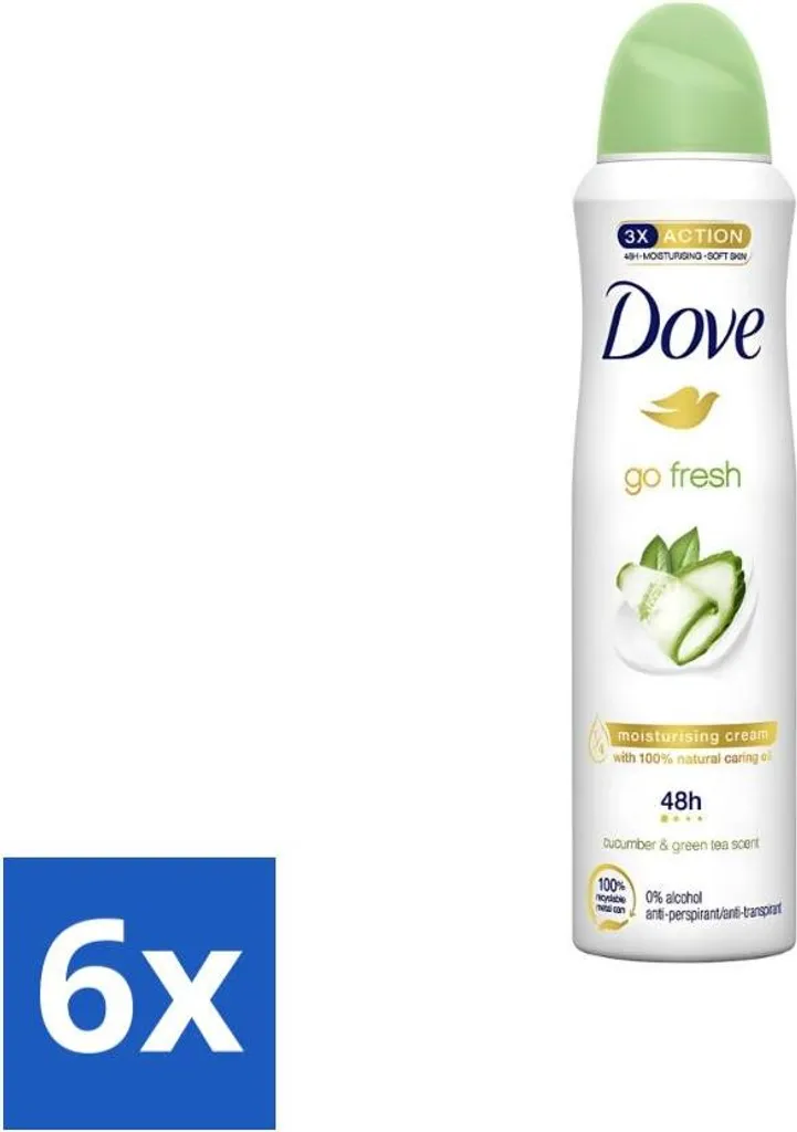 Dove Déodorant Go Fresh Concombre et Thé Vert - Pack de 6 x 250 ml