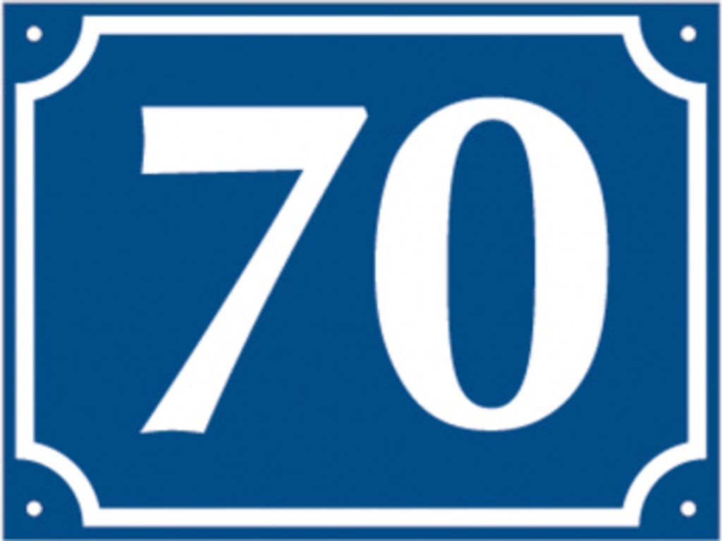 Dreifke Hausnummer, Aluminium geprägt, zweistellig (Nr. 10-99), blau/weiß, 1...