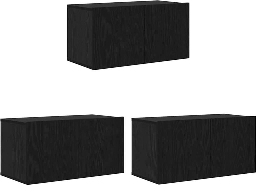 vidaXL Mobile TV 3 pezzi Nero 60 x 30 x 30 cm Materiale a base di legno