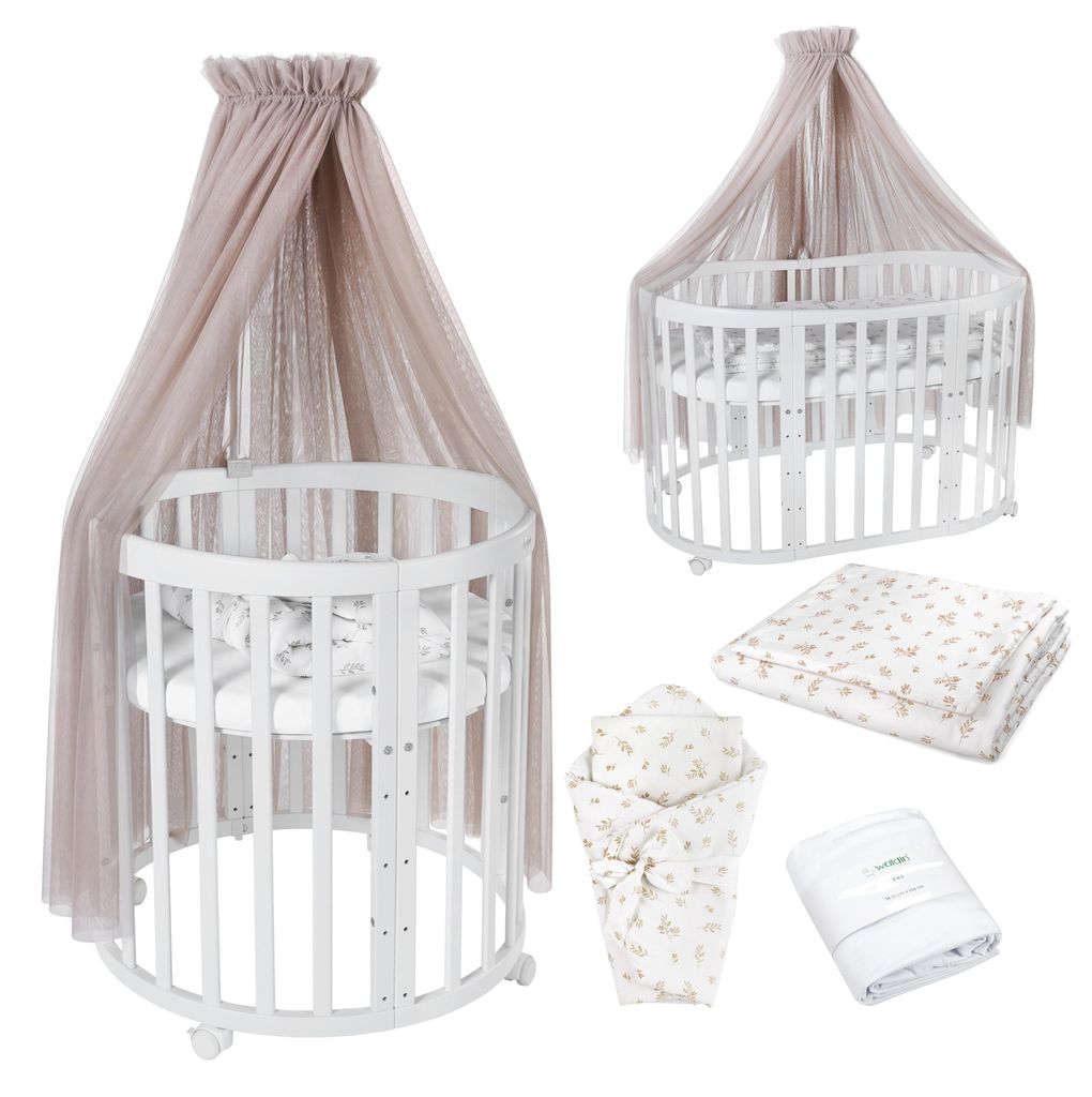 Waldin Babybett OWAL Kinderbett 7in1 mit Matratze, Produktbild 