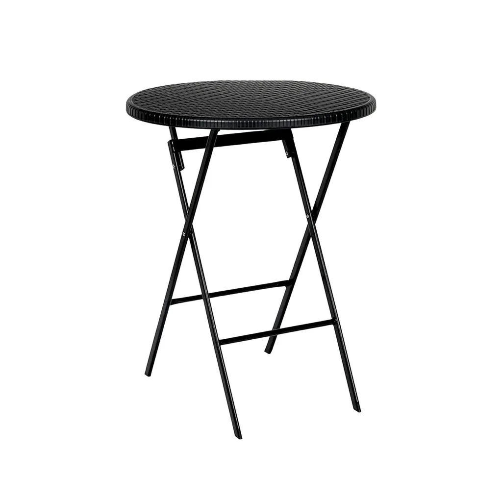 Table de balcon pliable et robuste Ø60 cm noire résistante aux UV