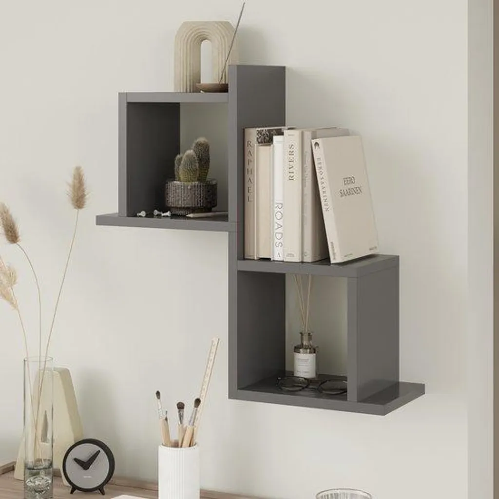 Organisez votre bureau avec l'ensemble de rangement mural LUNOR 2 unités