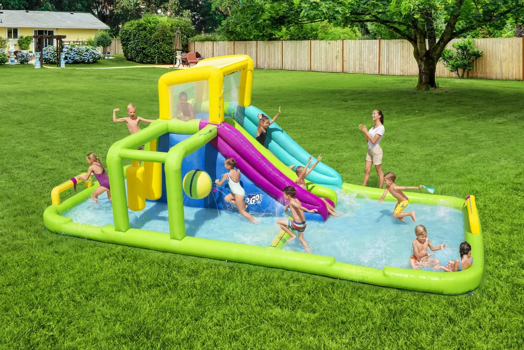 Jeux d'eau extérieur pour jardin : Méga Parc Splash Course 7m Bestway