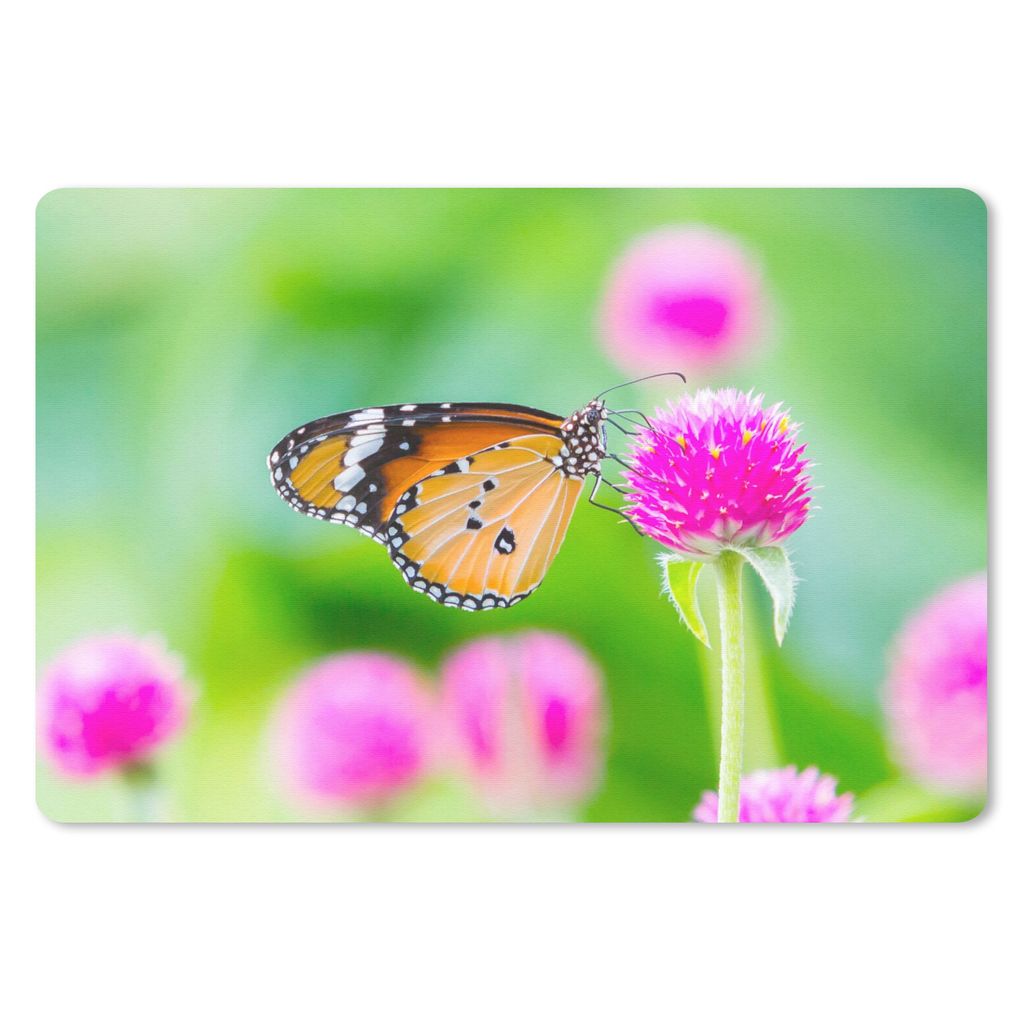 MuchoWow Schreibtischunterlage Landleben - Schmetterling - Distel - Blume 60x40 cm - XXL Mauspad - Großes Mauspad