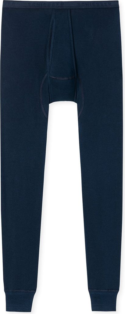SCHIESSER Herren Unterhose lang - Original Feinripp, Long Johns, Eingriff, uni Blau 2XL