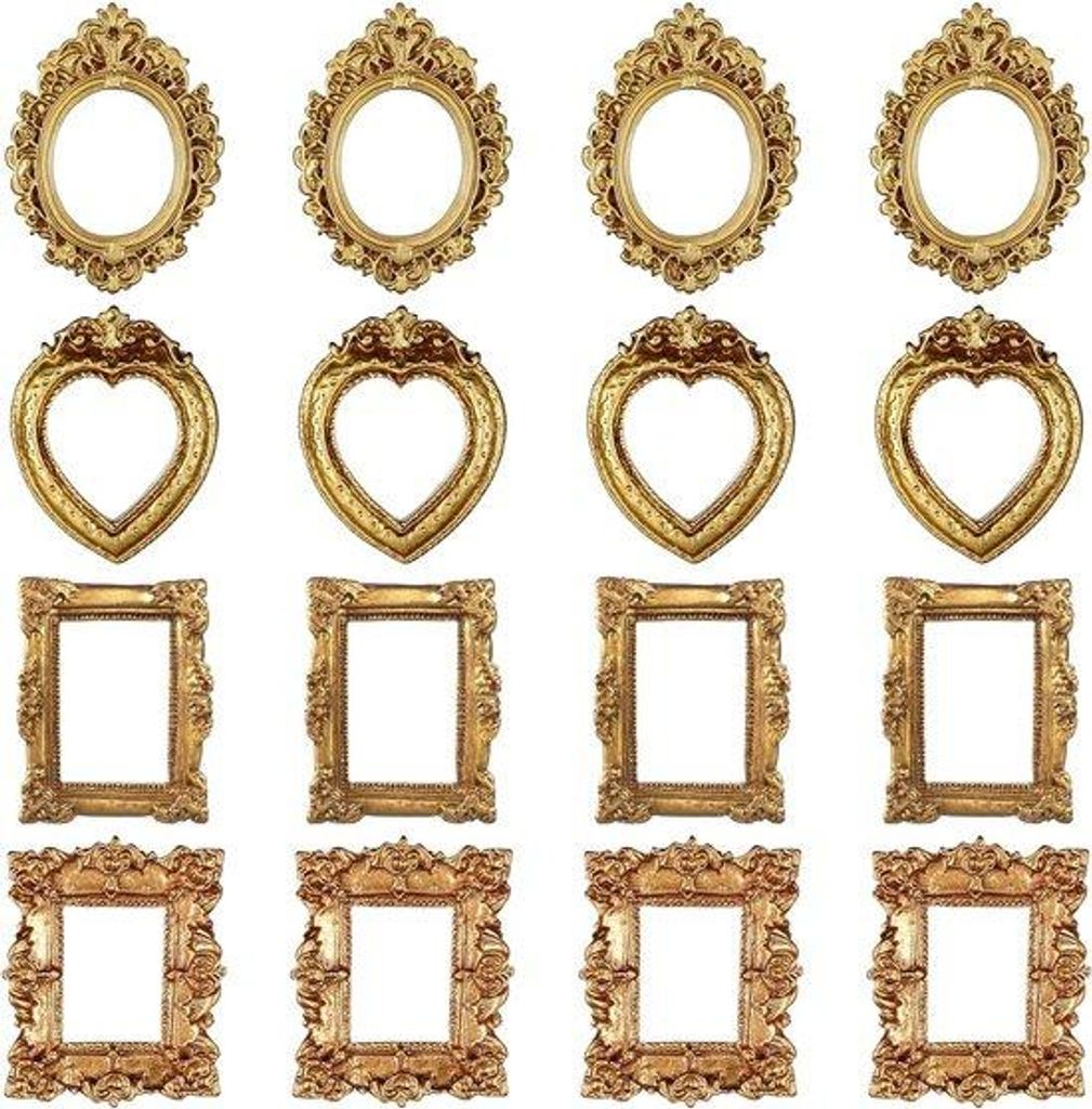 Mini fotolijstjes – 16 stuks – Kleine gouden fotolijstjes – Productafbeelding 
