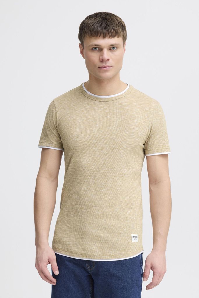 SOLID SDRigos Herren T-Shirt Kurzarm Shirt mit Rundhals-Ausschnitt im Double-Layer-Look 100% Baumwolle Regular fit