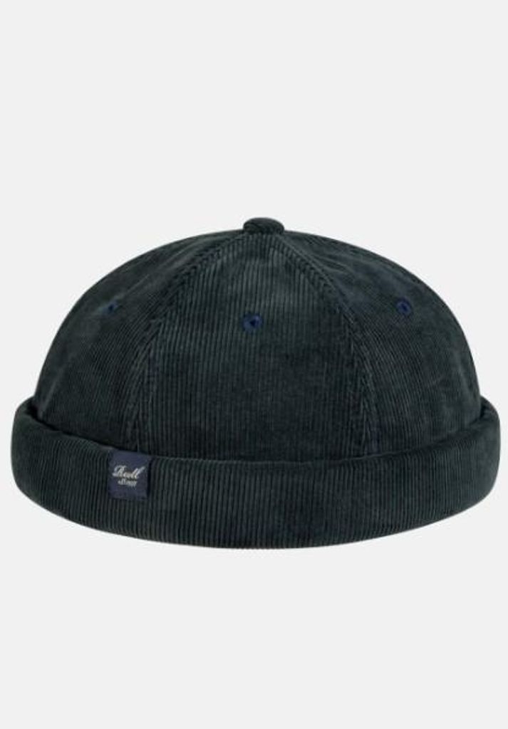 Größenverstellbare 6-Panel Cord-Dockermütze in Marineblau Produktbild 