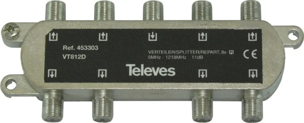 Répartiteur coaxial TV 8 directions Televes VT812D 12dB BK-Netze 1218 MHz