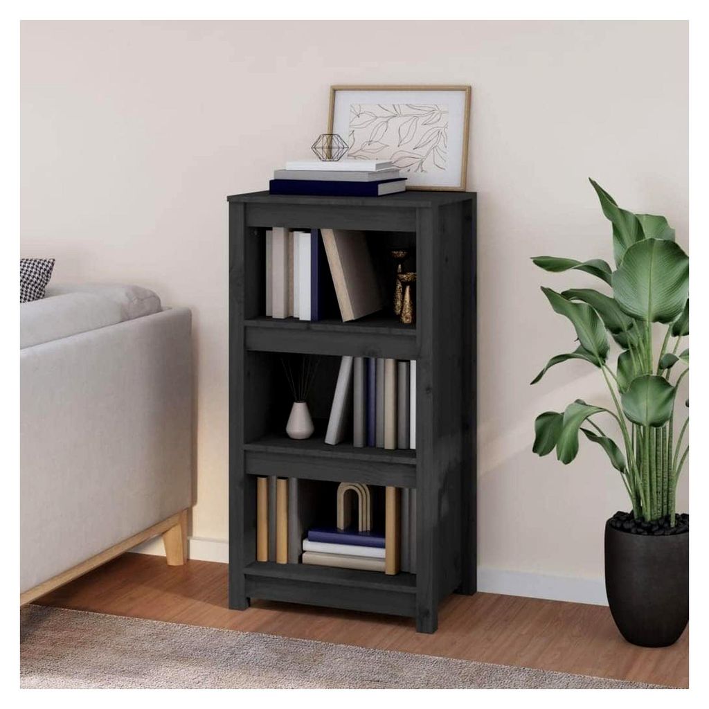 Bücherregal und Standregal in Grau 50x35x97cm aus massivem Kiefernholz