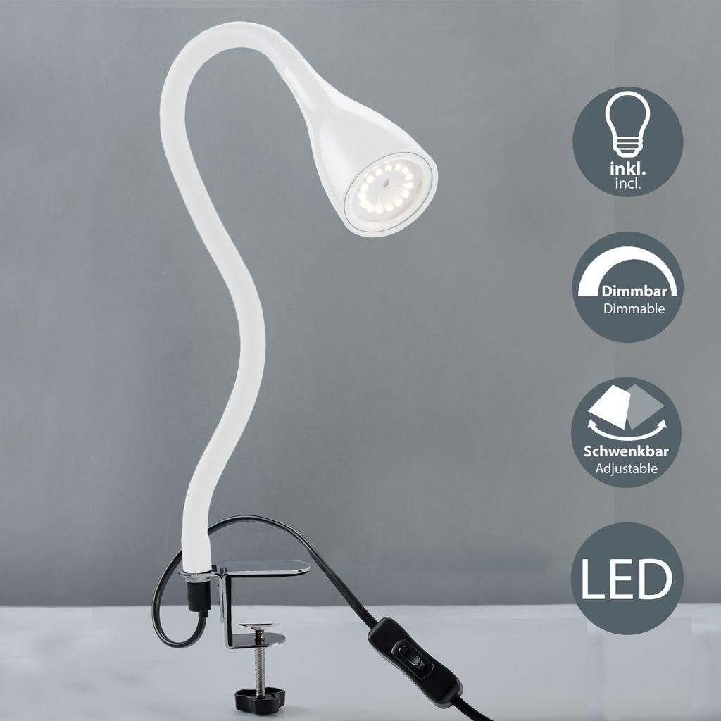 Lampe de lecture LED / luminaire de chevet à pince blanche Image du produit 