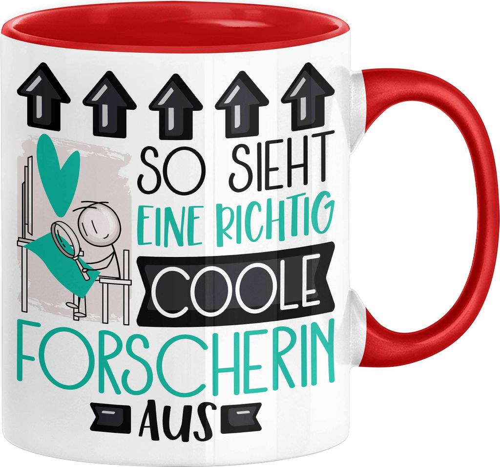 Forscherin Geschenk Tasse Lustig Geschenkidee für Forscherin Geburtstag So Sieht Eine Richtig Coole Forscherin Aus Frauen Spruch (Rot)