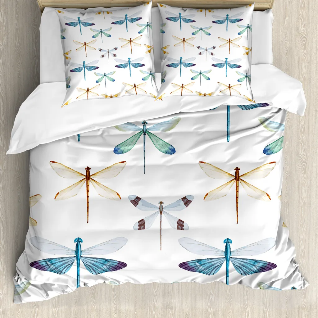 ABAKUHAUS Copripiumino Libelle 155x220cm Arancione Blu | Set Antiacaro - 1