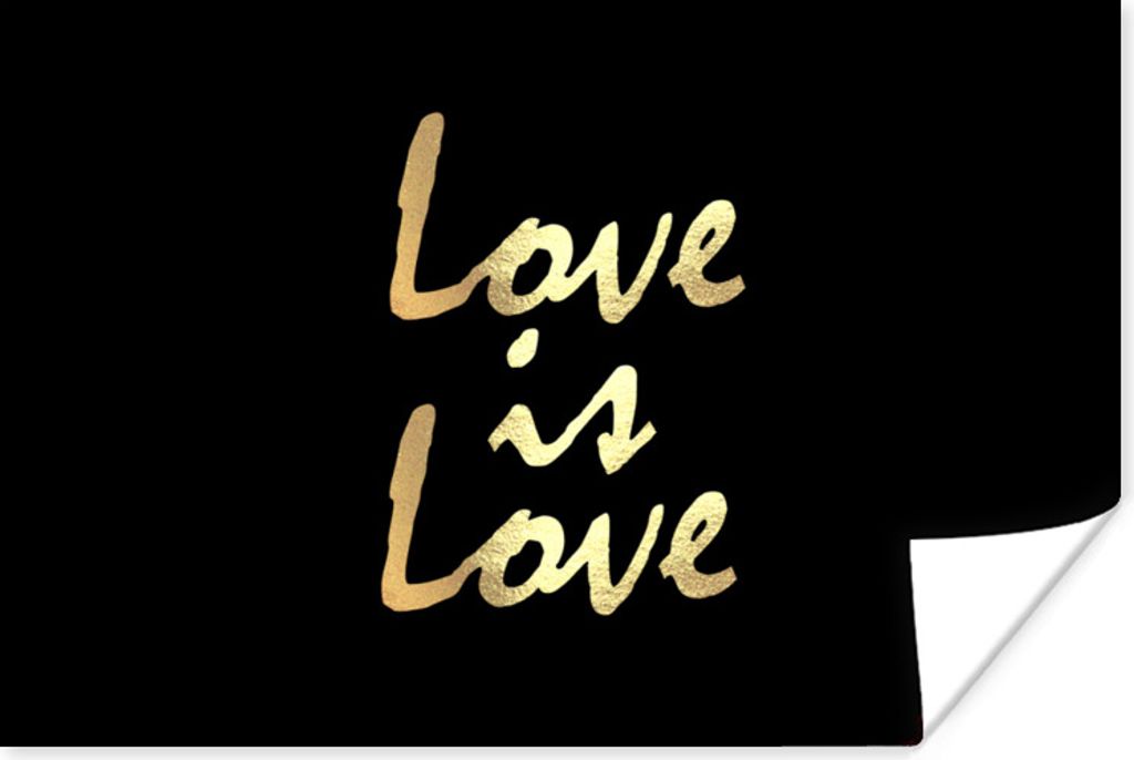 MuchoWow Poster Zitat - Liebe - Gold 120x80 cm - Bilder