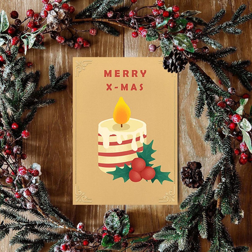 Karten-Set zu Weihnachten - 20 Stück mit Umschlägen | Weihnachtswünsche auf Englisch | Vintage und fröhliche Weihnachtskarten | Festliche Weihn...