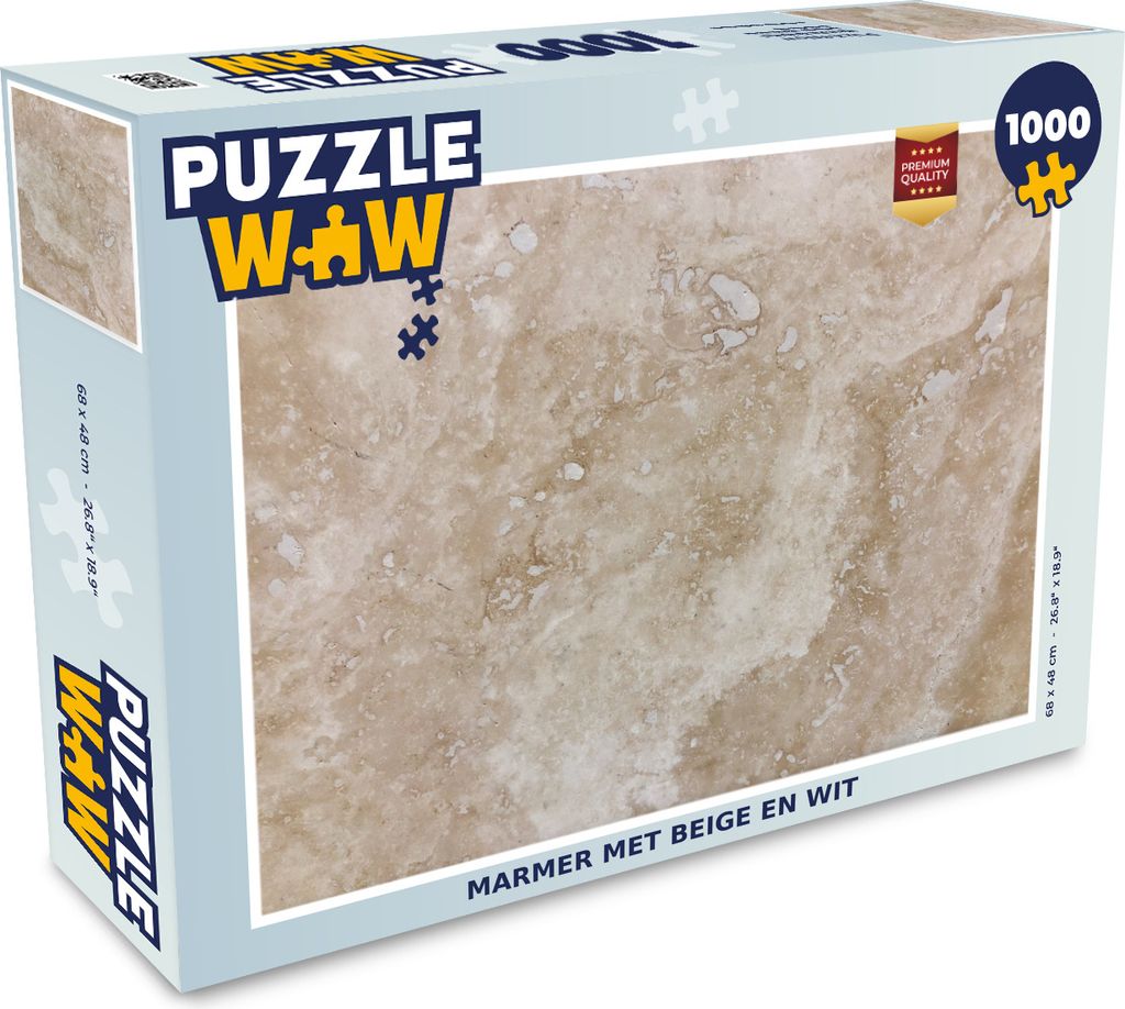 MuchoWow Puzzle 1000 Teile Marmor mit Beige und Weiß - Erwachsene - Rätsel