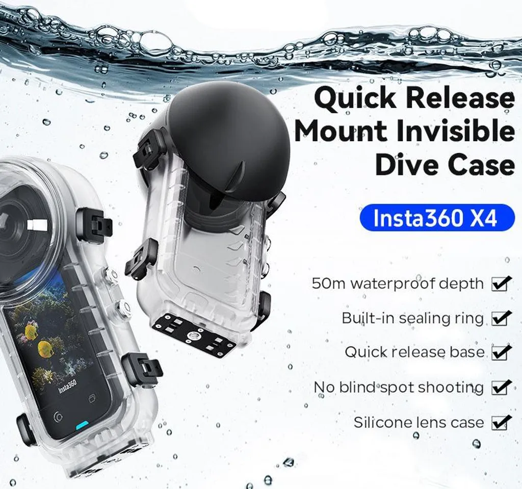 Boîtier de plongée invisible INF pour Insta360 X4 avec fixation rapide - 13