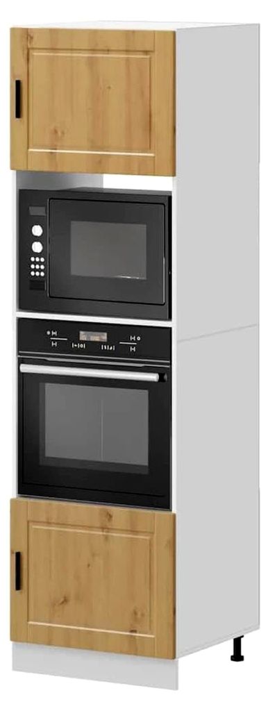 Ofenschrank, Küchenunterschrank, handgefertigt aus Holz, 60 x 57 x 207 cm