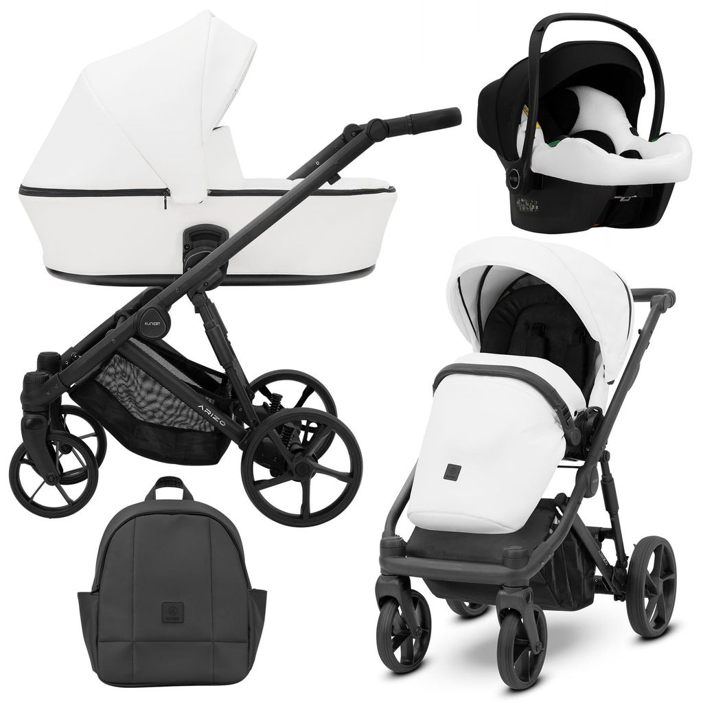 Kunert Arizo 3in1 Poussette éco-cuir blanche avec châssis Image du produit 