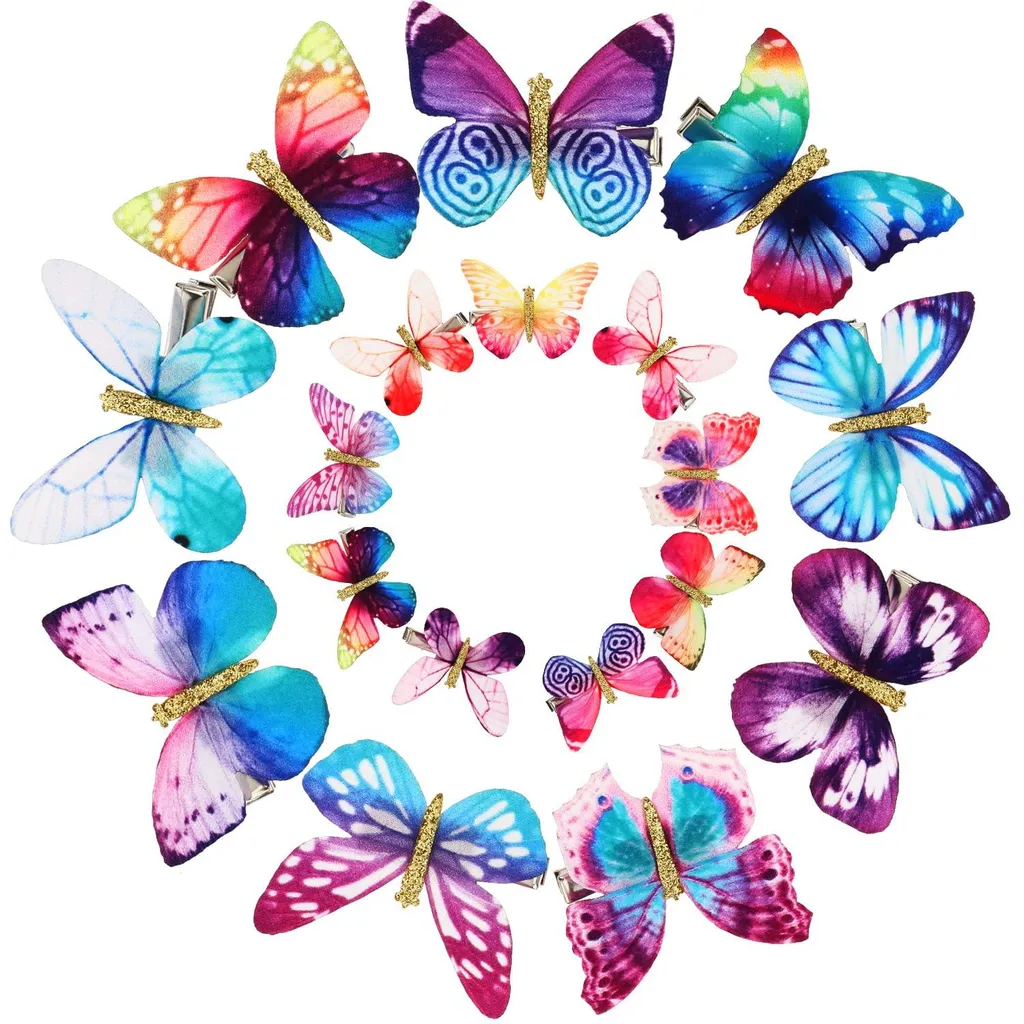Accessoires Cheveux Fille : Barrettes Papillon Colorées Lot de 18