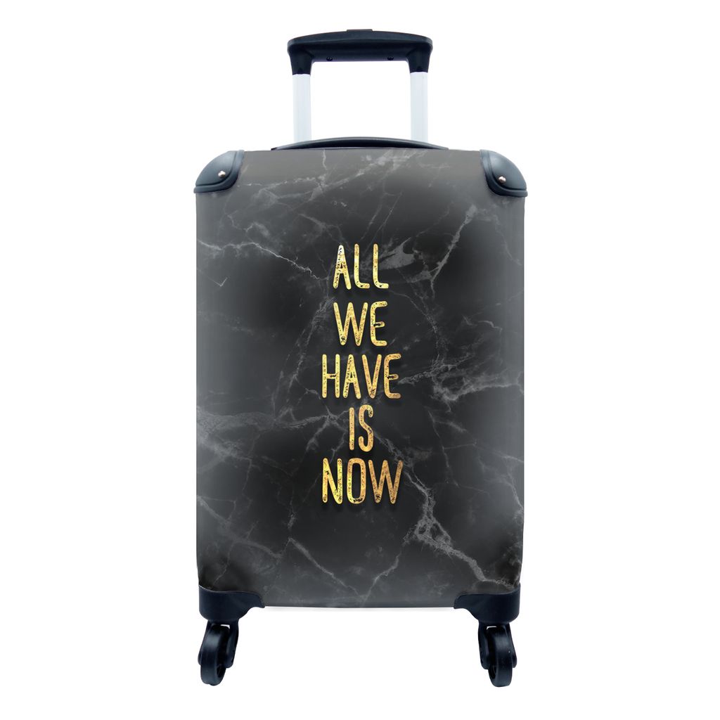 MuchoWow Koffer Handgepäck Trolley Rollkoffer Kleine Reisekoffer mit 4 Rollen - Zitate - Sprichwörter - Gold - Marmor - Cabin Size < 55x40x23 c...