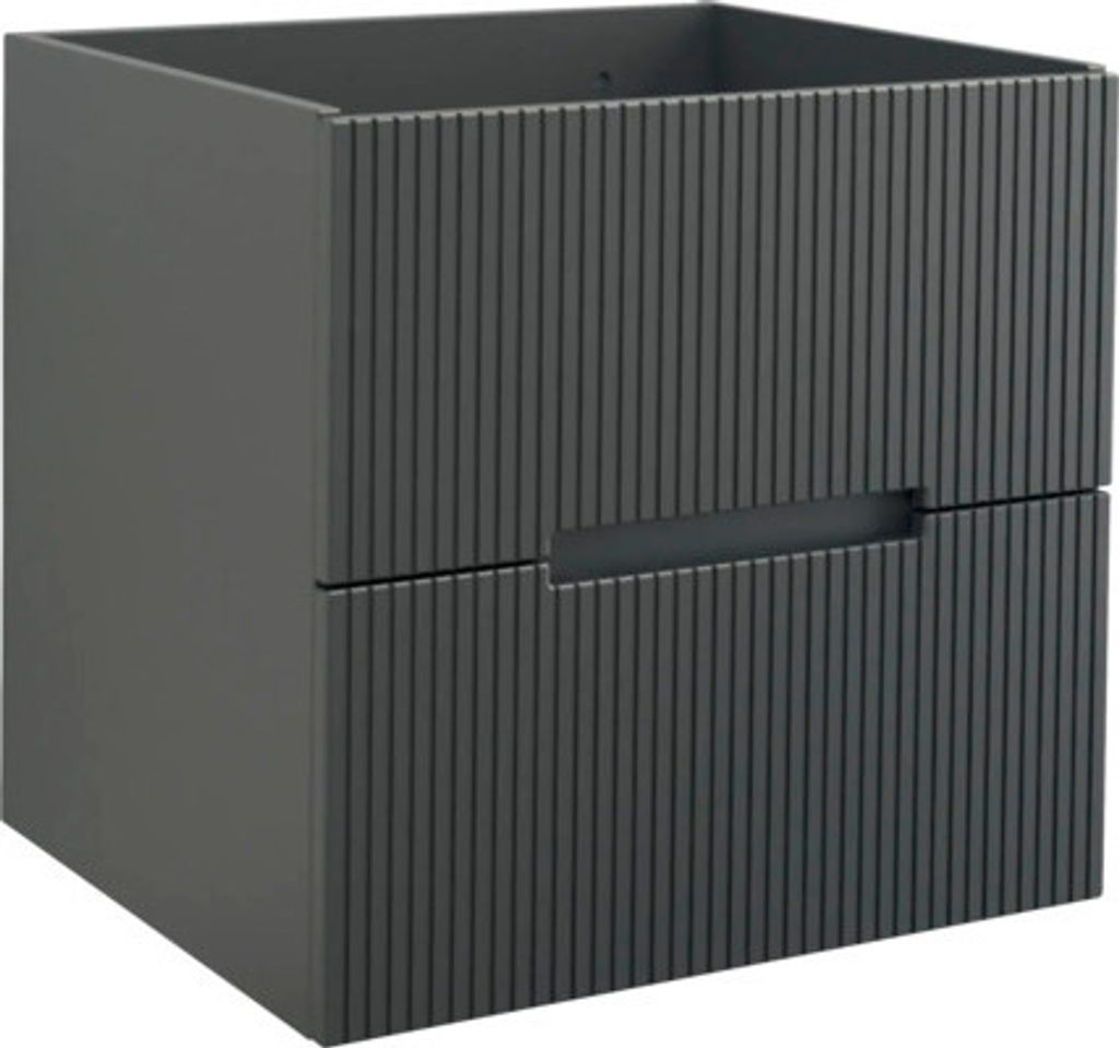 Jungborn Waschbeckenunterschrank SEDICI BxHxT 60 x 57 x 50 cm Frontfarbe schwarz matt geriffelt inkl. Einzelsiphon