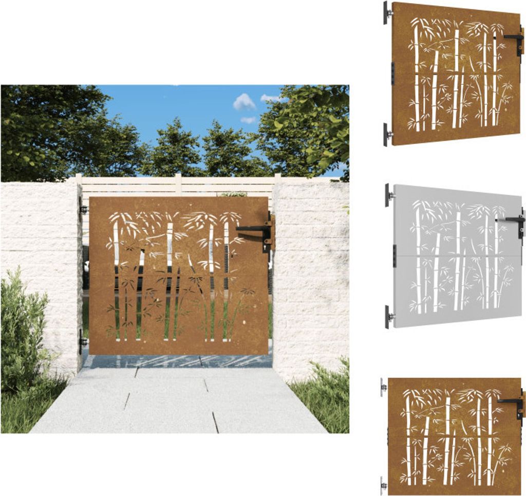 vidaXL Gartentor 85x100 cm Cortenstahl Bambus-Design - Gartentore