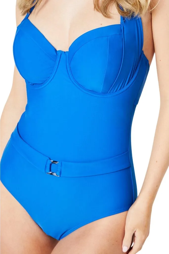 Maillot de Bain 1 Pièce Gainant pour Femme en Bleu Cobalt - Taille 75K
