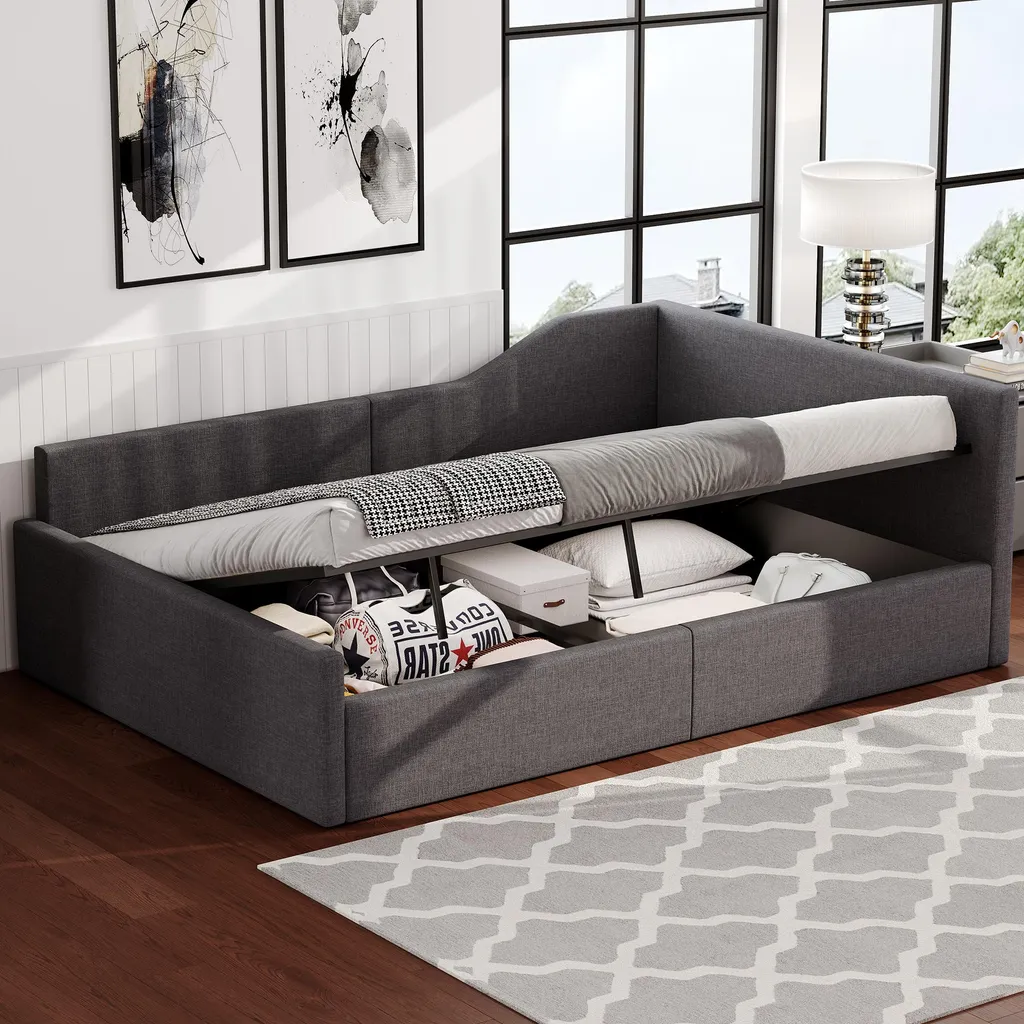 Lit de jour 140x200 Gris : Solution idéale pour gagner de la place chez soi