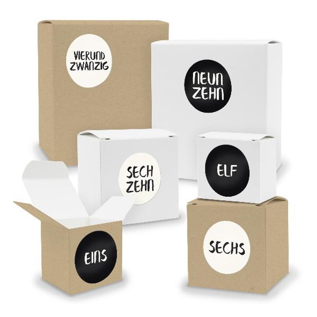 Adventskalender zum Füllen 24x Quader Würfel gemischt + Sticker (V03 Z23)