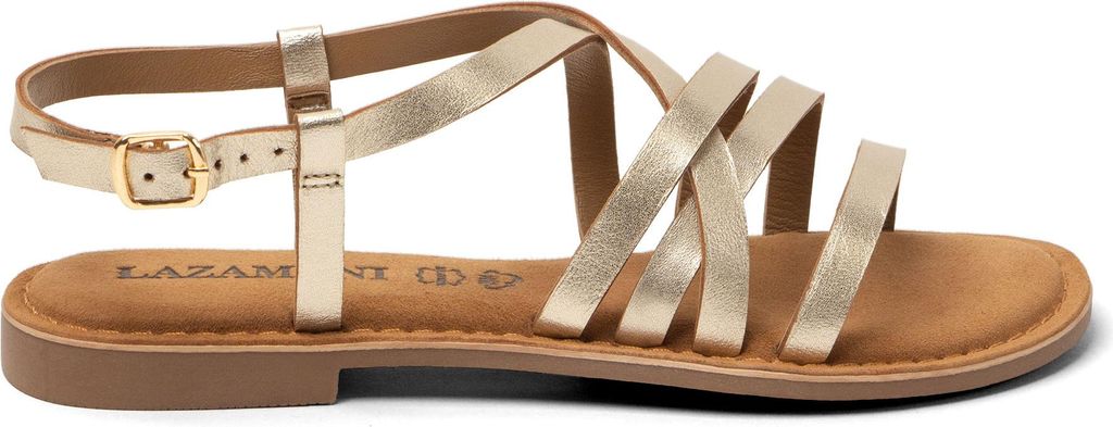 Lazamani Zuza Damen Ledersandalen Gold Größe 42