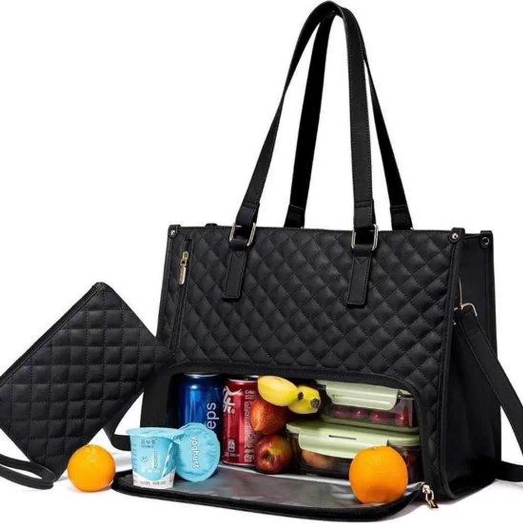 Grosse Damen-Laptop-Tas - isolierte Lunchtas - große Handtas mit Lunchvak - 2-in-1 Tasche - Handtas-Kombination - für Arbeit, Universität und B...