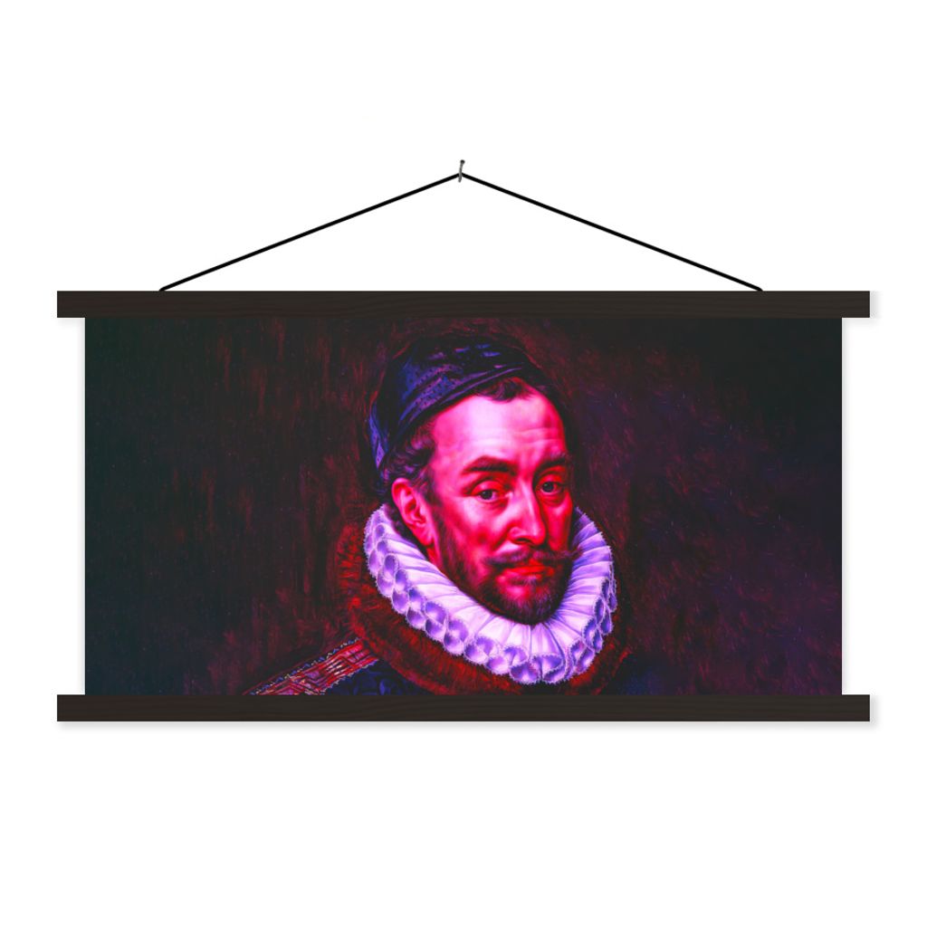 MuchoWow Textilposter Kunst - Wilhelm von Oranien - Rosa 90x45 cm mit schwarzem Rahmen - Klemmleisten