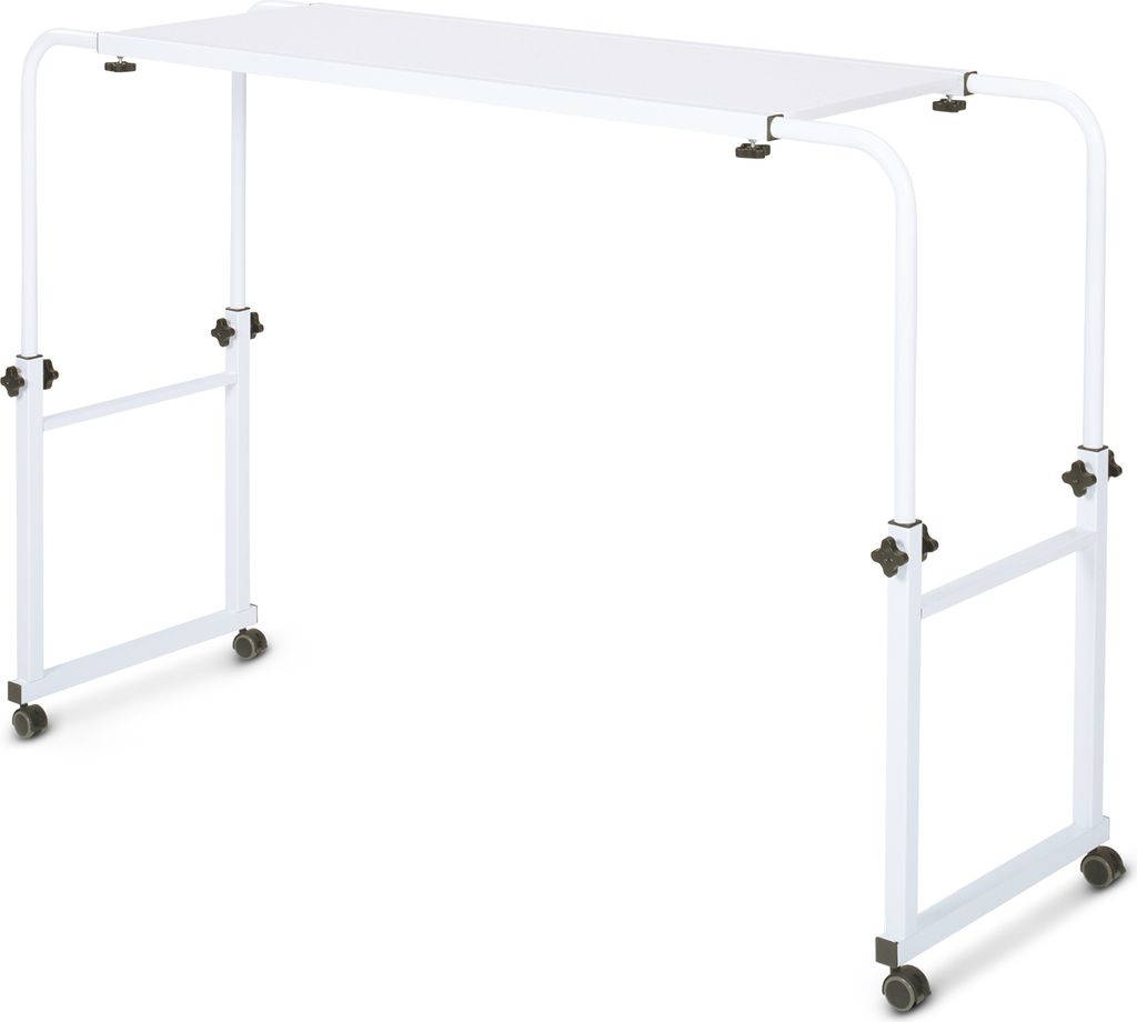 ELONEO Über-Betttisch auf Rollen höhenverstellbar/breitenverstellbar, Overbed Table, Mobiler Schreibtisch, Pflegetisch, Laptoptisch, Bettbeistell...