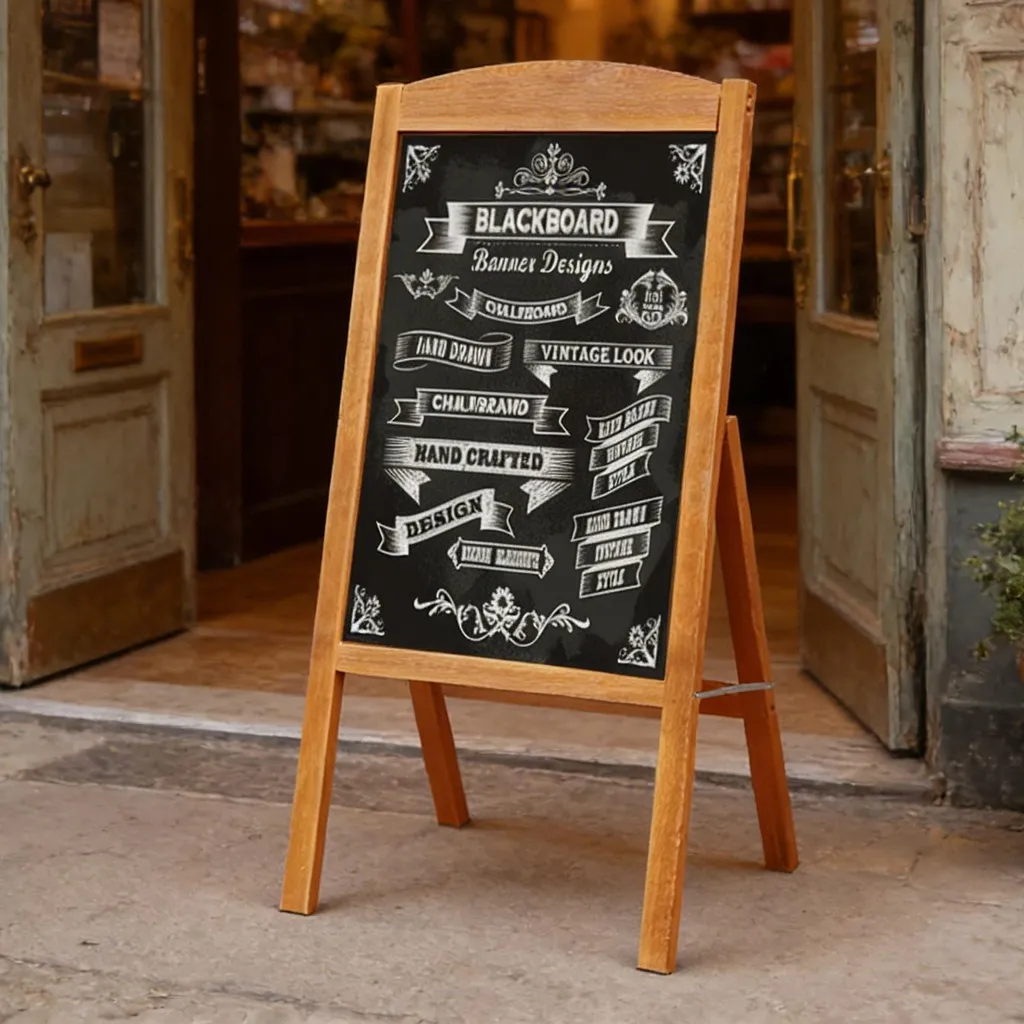 Chevalet publicitaire FATIVO en bois brun clair magnétique 42,5x90 cm