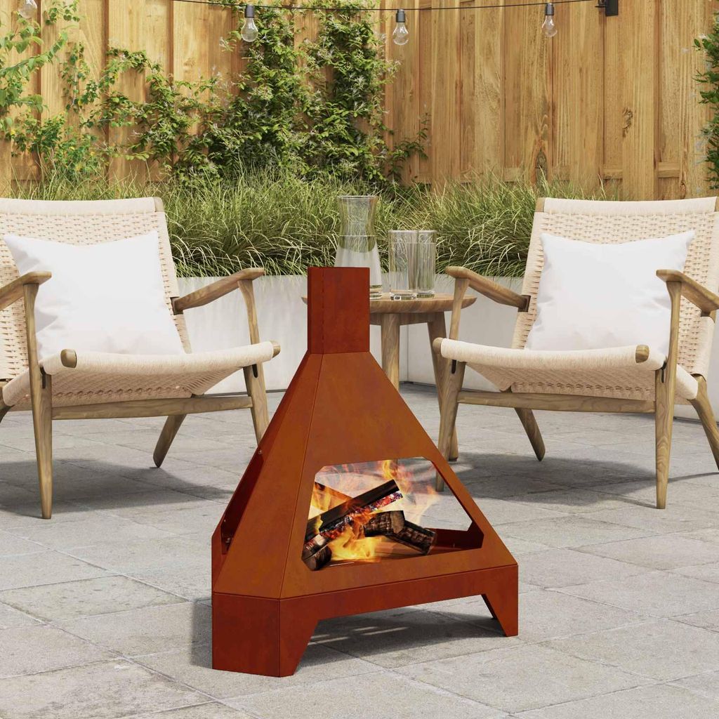 vidaXL Feuerstelle Braun 50 x 43 x 52 cm Wetterfeststahl
