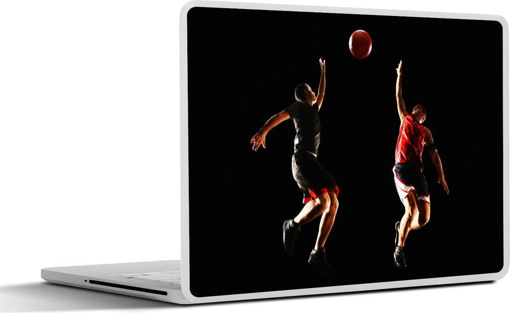 MuchoWow Laptop Aufkleber Sticker Cover Zwei Basketballspieler springen um den Ball 40x30 cm - Laptop Dekoration - Selbstklebend