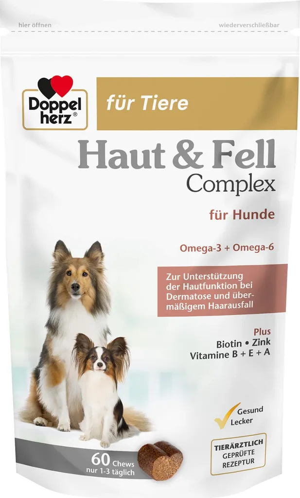 Double Heart for Animals Skin & Fur Compl. Chews per cani 60 Capsule