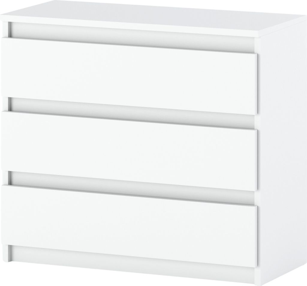 Kommode mit 3 Schubladen Sideboard Schubladenschrank Kleiderschrank Modern Möbel mit Schubladen für Ihr Schlafzimmer Weiß Matt 80x71,5x33,5