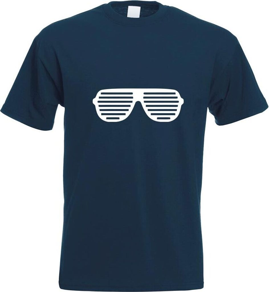 Kiwistar - T-Shirt - Navy - Raver Shutter Brille Motiv Bedruckt Funshirt Design Print - mit Motiv Bedruckt - Funshirt Design - Sport - Freizeit - H...