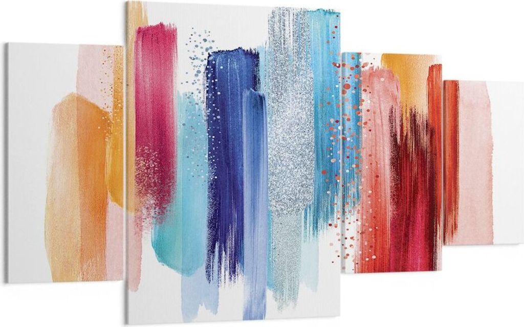 Bild auf Leinwand - Leinwandbild - 4 Teile - Abstraktion Farben Gürtel - 160x90cm - Wand Bild - Wanddeko - Wandbilder - Leinwanddruck - Bilder - W...