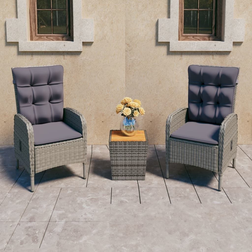 Maison Exclusive - 3-tlg. Bistro-Set Poly Rattan und Akazienholz Grau