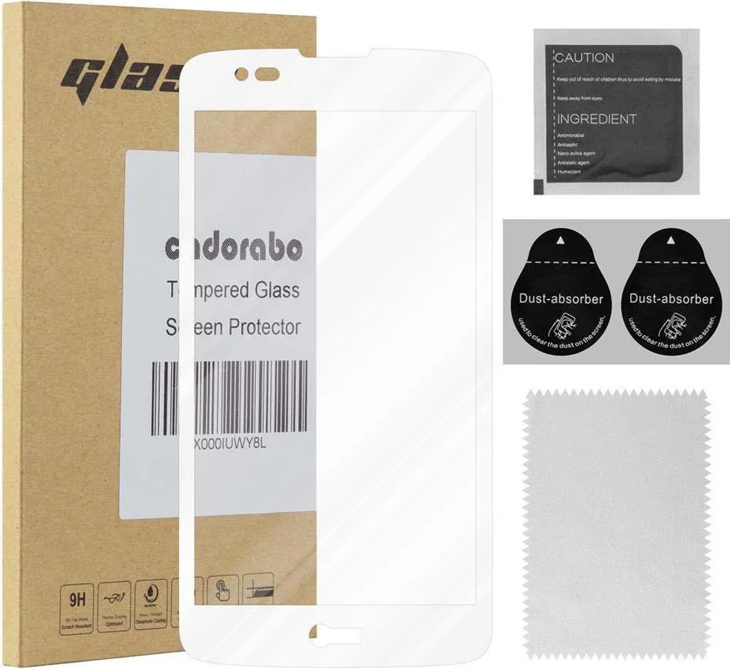 Cadorabo pellicola blindata per LG K7 pellicola protettiva in bianco a schermo intero vetro temperato di protezione del display