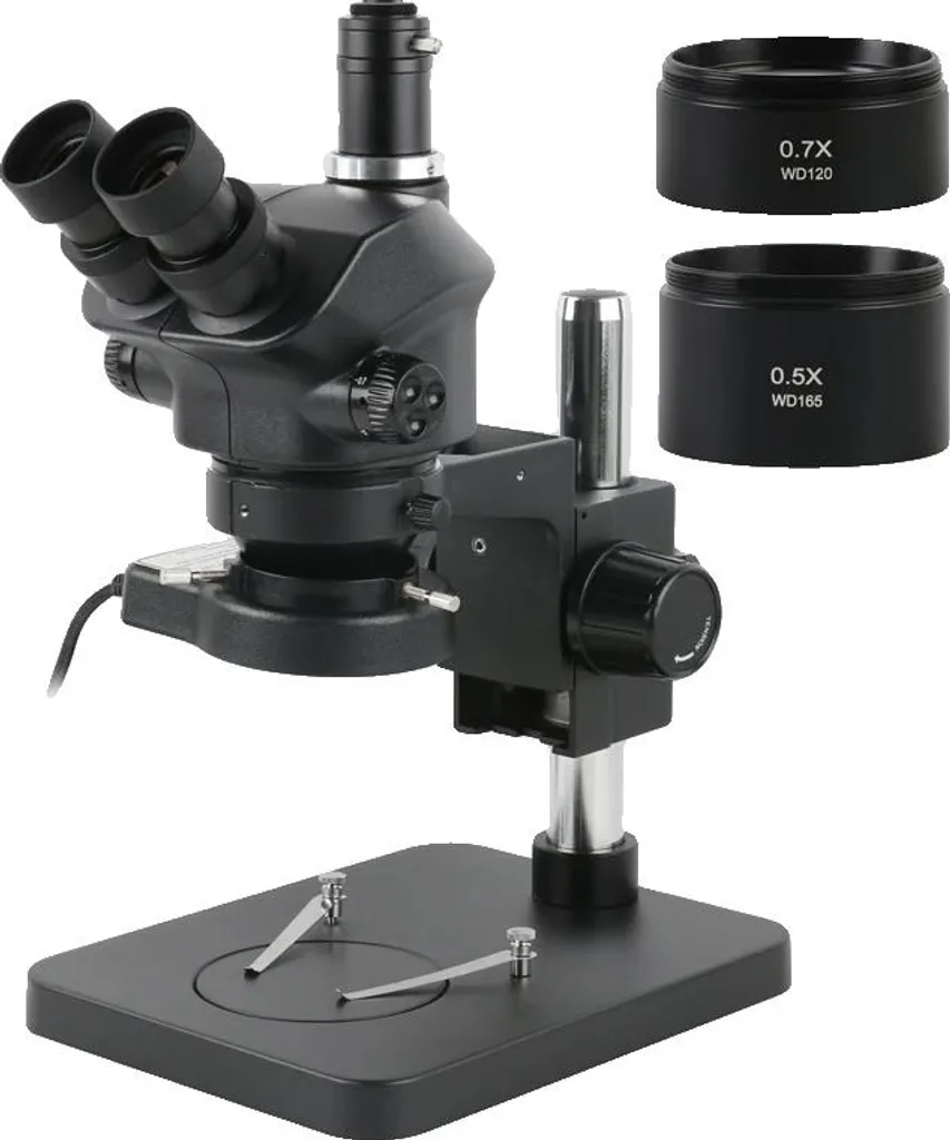 Stéréomicroscope trinoculaire 7-50X avec éclairage LED haute résolution