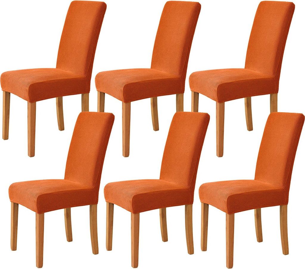 Stretch Stuhlhussen, Weiche Beschützer Stuhlhussen Anti-rutsch Stuhlhussen Stuhlbezug für Stuhl Esszimmer Für Bankett, Satz von 6, Orange
